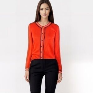 Crown & Ivy button cardigan sweater womens orange size small
